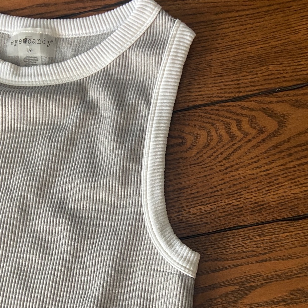 Kids Ribbed Tank Top - White - Picture 3 of 4